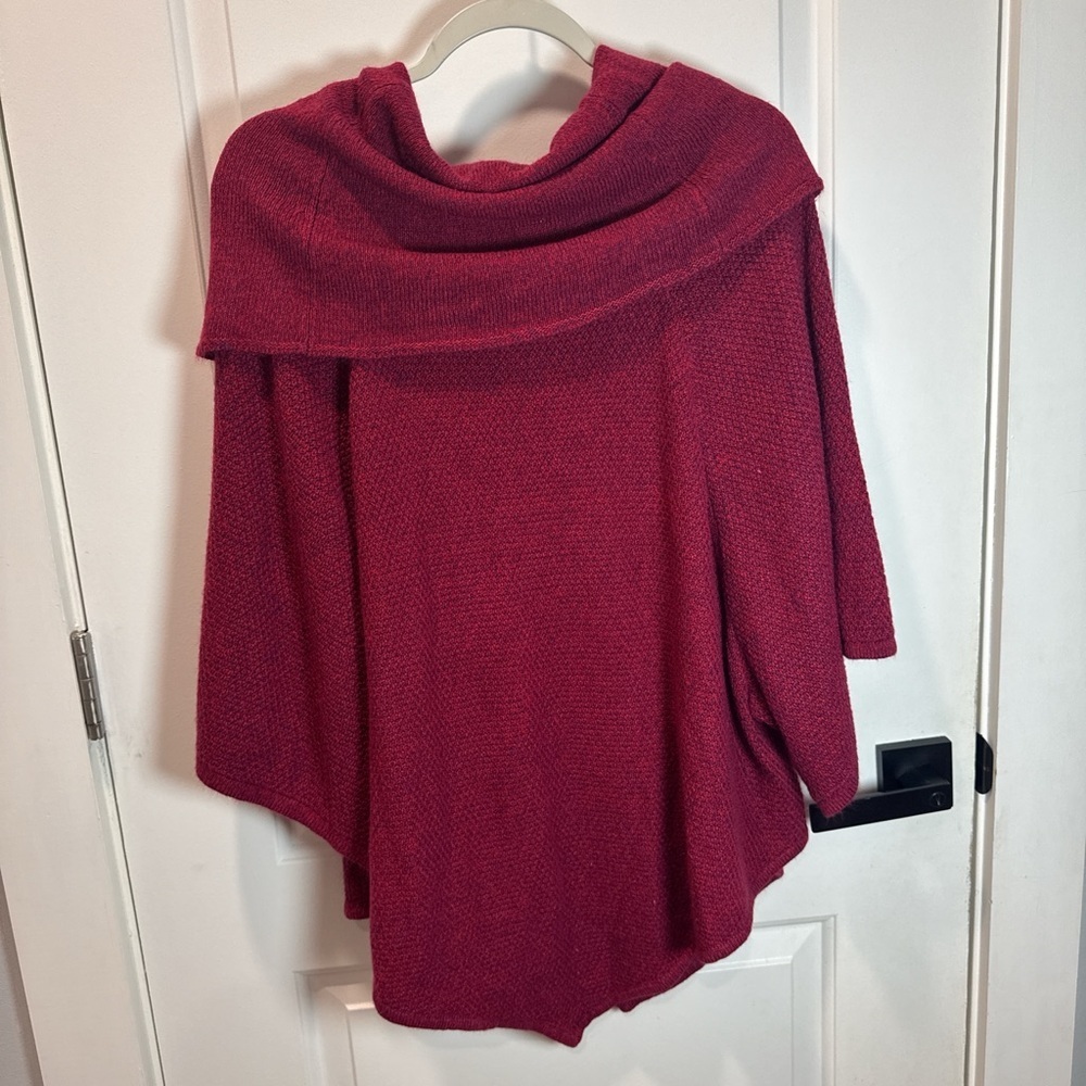 NEW DIRECTIONS WEEKEND Short Sleeve Cowl Neck Poncho Sweater, Womens 3X